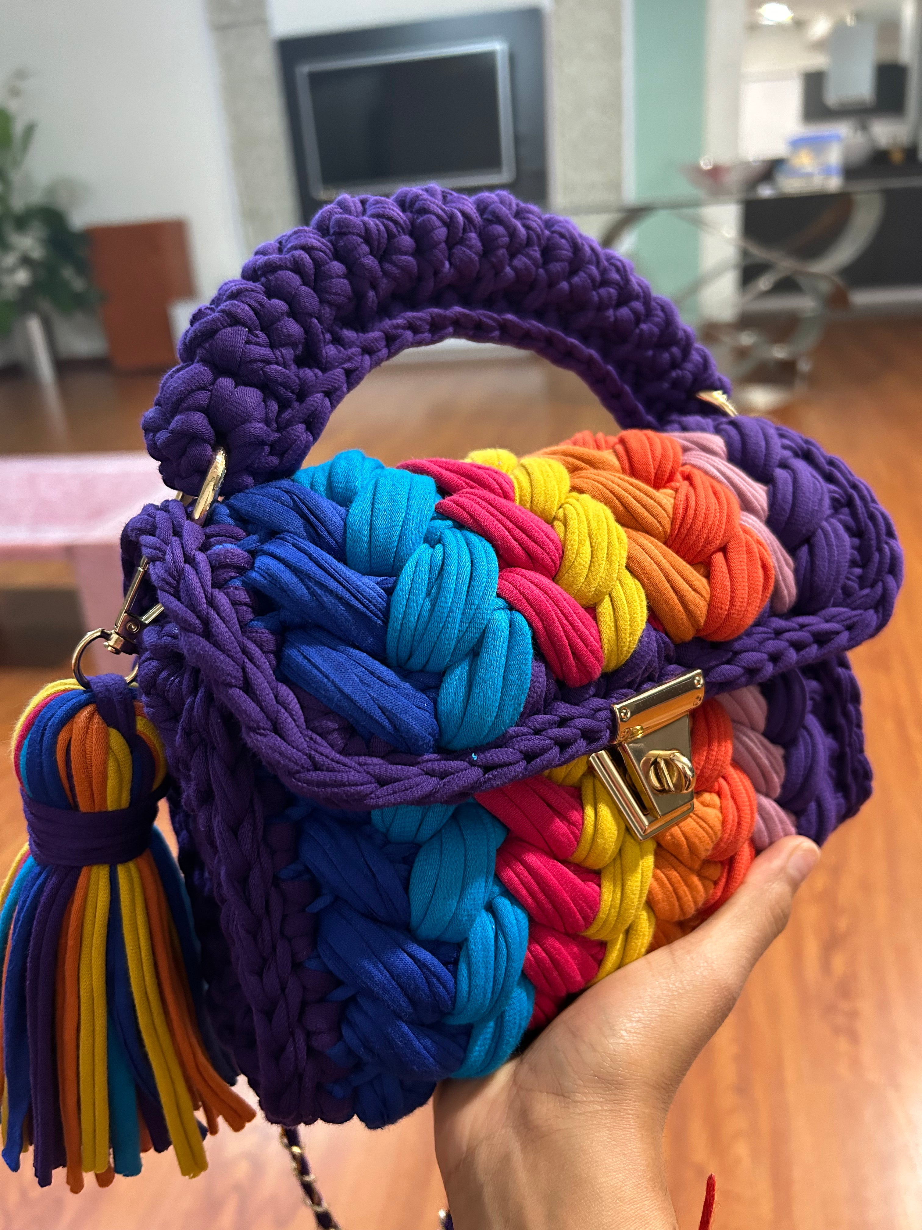 Handcrafted Multicolor Crochet Marshmallow Bag