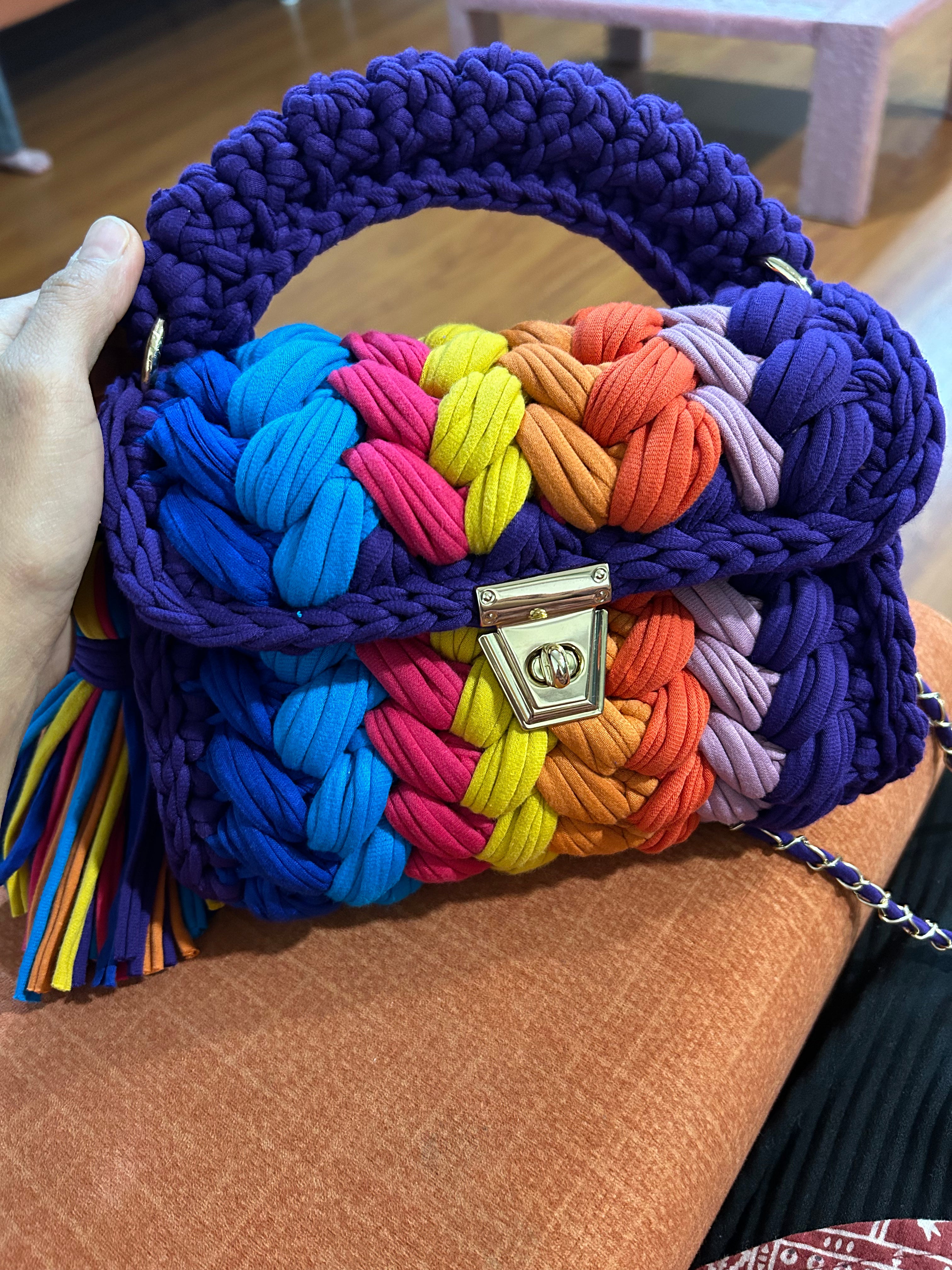 Handcrafted Multicolor Crochet Marshmallow Bag